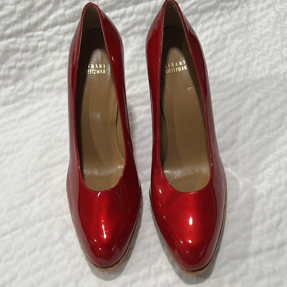 Red 👠 Stuart Weitzman platform cork heels size 10.5M